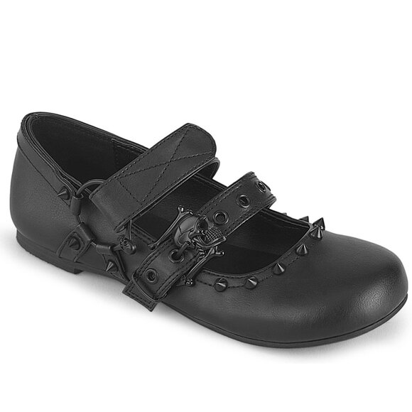 Whimsigoth Gothic Mary Jane Skull Ballet Flat Shoes - Picture 2 of 5